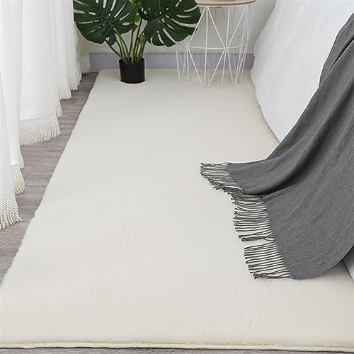 ZWPILY Hochflor Teppich, Einfarbig, Flauschiger Langflor Teppich, Shaggy Flokati, Rechteckig, Pflegeleicht, Wohnzimmerteppich - Fellteppich - Modern Kunstfell Carpet Für Schlafzimmer,Beige,60x90 cm