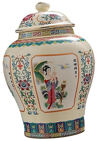 TEmkIn Ingwerdose, antike Porzellandose, Tee-Vorratsdose mit versiegelten Deckeln, glasierte Vase, Keramik-Vorratsdosen für Sammlung, Hochzeiten, Büro, Schreibtisch-Dekor, Stil C