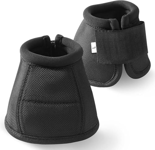 KELIJIE 2 Pcs Horse Boots and Hoof Boot Protectors, Horse Protection Training Equipment Packages and Accessories Black (L)