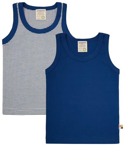 loud + proud unisex barn dubbelpack, finribbad, ekologisk bomull och GOTS certifierad undertröja, Ultraamarin, 98-104