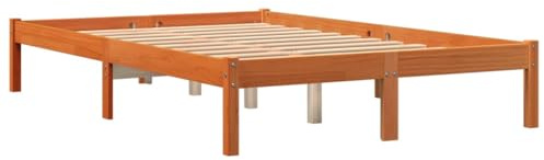 vidaXL Massivholzbett ohne Matratze Wachsbraun 120x200 cm Kiefernholz