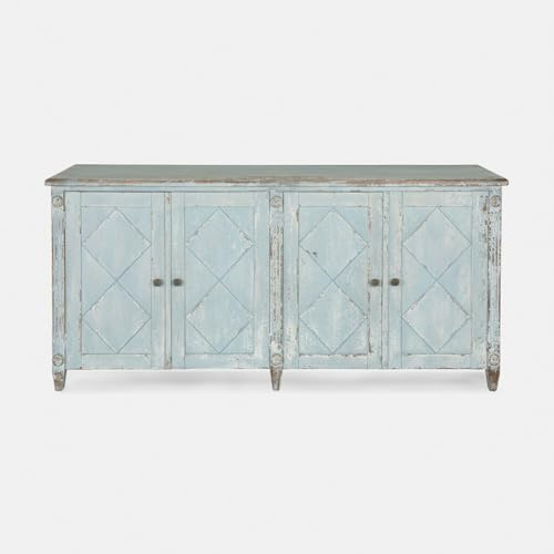 Loberon Kommode Resplandor, einzigartiger Shabby Chic-Stil, großzügiger Stauraum, detailreiche Verzierungen, Kommodenschrank, Kiefernholz, Furnierschichtholz, Polyresin, antikgrün