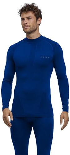 FALKE herr Baslager Ovandel Warm Turtleneck M L/s Sh funktionellt garn snabbtorkande 1 del, Blå Yve 6714, S