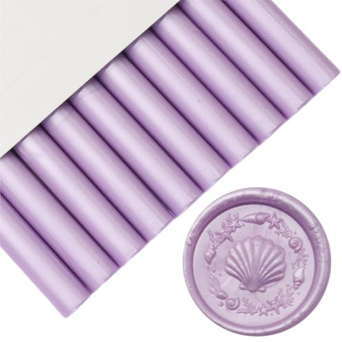 Atobpp, 10 bastoncini di ceralacca per ceralacca, per pistola per ceralacca, per sigilli con lettere, per pistola per colla a cera, 1,2 cm, colore: lilla