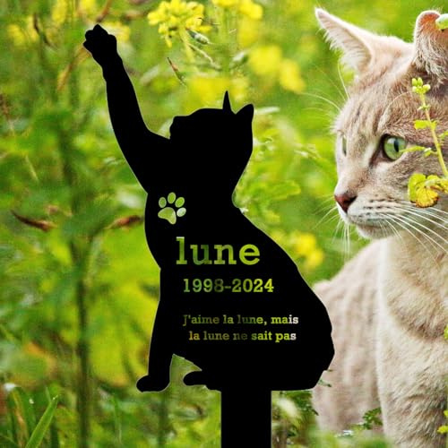 Pierre tombale personnalisée pour Animaux de Compagnie, Pierre tombale sculptée sur Mesure, Hommage funéraire Personnalisable pour Chat ou Plaque gravée funéraire pour animaux de compagnie motif