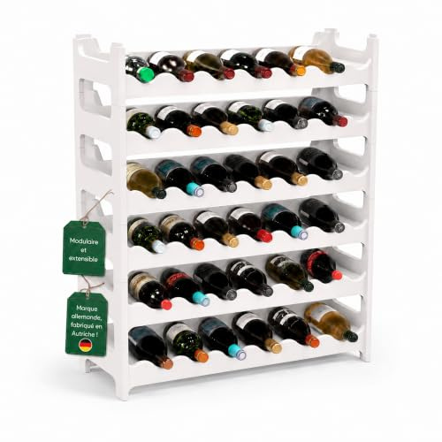 ARTECSIS® Weinregal stapelbar & modular erweiterbar Kunststoff für 36 Weinflaschen (weiß) - Stabiles Flaschenregal & Getränkeregal Gastronomie-Qualität - Flaschen Weinständer & Weinflaschenhalter
