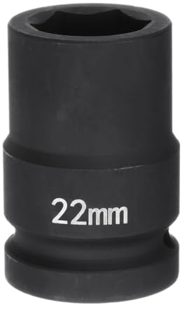 sourcing map Enchufe de impacto de 6 puntos de 3/4 pulgadas, 22 mm, métrico, 40Cr de aleación de acero, tuerca de impacto
