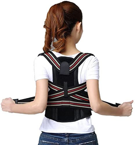GLJTUO Corrector De Postura Cinturón De Corrección De Espalda Mujeres Hombres Hombro Postura De La Columna Protector Ortopédico Alivio del Dolor Ajustable Soporte Lumbar Elástico,Red-XX-Large