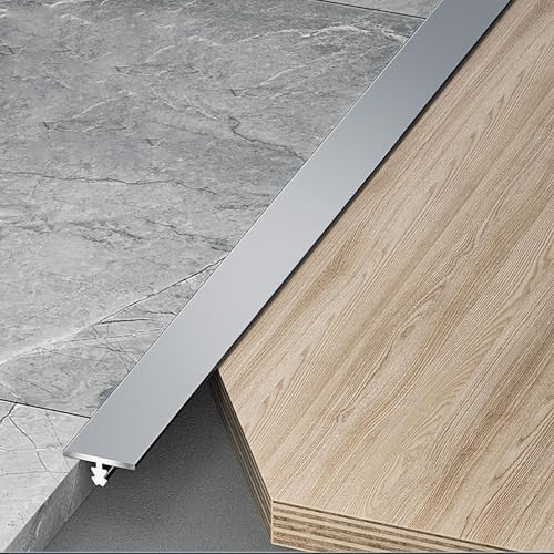 Raouoae Übergangsprofil T-Profil Ausgleichsprofil Aluminium Eloxiert Übergangsschiene 3 Stück 100cm Flach Ausgleichsprofil Abschlussleiste Für Fliesen Laminat/Parkett(Herr grau,Breite: 6mm)