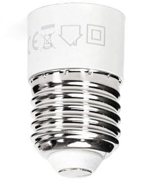 Adaptador de Casquillo E27 a E14, Color Blanco,Compatible con Diferentes Bombillas, Ideal para Transformar Opciones de iluminación.