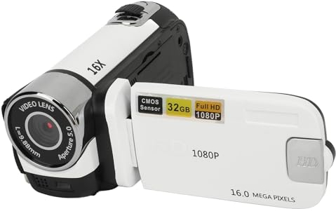 MENDUNER Appareil Photo Compact, Appareil Photo Vintage, Caméra Vidéo, Appareil Photo Numérique 1080P 16MP, Caméscope à écran Rotatif de 2,4 Pouces, Zoom 16X, Enregistreur Vidéo HD avec