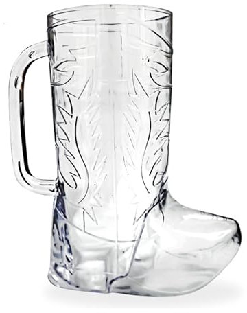 4E's Novelty Cowboy Boot Mug Cups 12 Pack - 17 oz Reusable Hard Plastic, BPA Free Cowgirl Drink Mugs for Western Birthday Party Supplies Table Centerpiece Decorations
