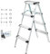 Scaletta sgabello 4 gradini HOMILIX, piccola scala pieghevole, alluminio, compatta e robusta, H max lavoro 2,59  m, 5 anni garanzia, Hostrom