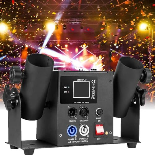 Soplador De Confeti Con Efecto De IluminacióN De Escenario, MáQuina Lanzadora De Confeti EléCtrica De Doble Cabezal Con Control Remoto/Dmx Para Bodas, Discotecas, Clubes, Escenarios Y Fiestas