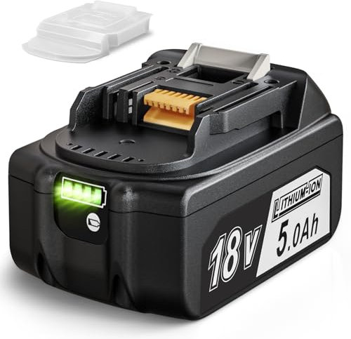 Quantrex Replacement 18V 5.0Ah BL1850B Batteria Ricambio per Makita Batteria BL1850B BL1860 BL1860B BL1850 BL1840B BL1840 LXT-400 con indicatore LED con coperchio della batteria