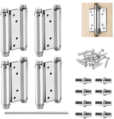 Oungy 4 cerniere per porta a battente in acciaio inox, 130 mm, chiusura automatica, 15 kg, cerniera a molla per porta a battente, porta basculante, bancone e porte in legno (4 pollici)