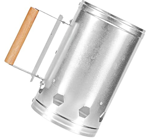 BESPORTBLE Holzkohleeimer Mit Holzgriff Verzinkter Kamineinsatz Für Gleichmäßiges Anzünden Schnelle Luftzirkulation Für BBQ Grill Und Camping Praktisches Outdoor-zubehör Für Garten Und Party