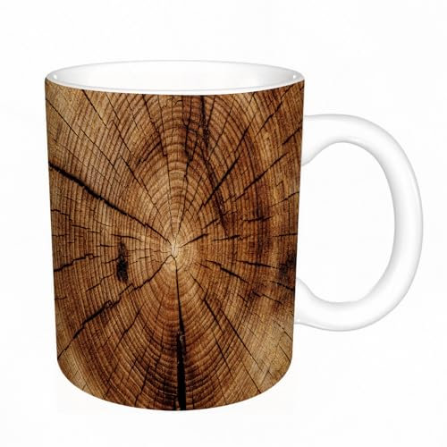YFHJV Tazas de Café,Taza de Cerámica para Té y Café - Regalo Original - 330 ml - Desayuno Tazas Tazas graciosas,Corte de textura de madera del tronco del árbol, vista superior,tazas originales