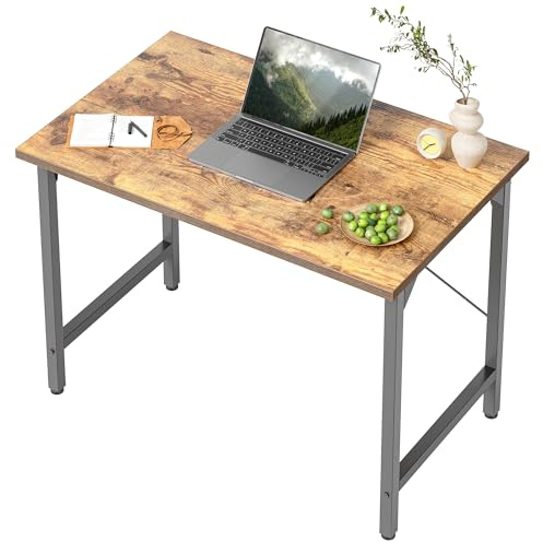 BEXEVUE Desk, 80 x 40 cm Small Computer Desk, Office Table for Study Room, Industrial Design, Metal Frame, Wooden PC Desk for Home Office, Rustic Brown