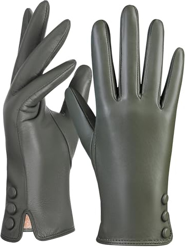 GSG SINCE 1998 Lederhandschuhe Damen Gefüttert Echtleder | Touchscreen Handschuhe Damen Leder aus chromfreiem Schaffell mit Woll- oder Fleecefutter, warme Winterhandschuhe Echtleder