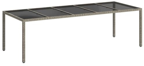 vidaXL Gartentisch Grau Poly-Rattan | Dieser Tisch hat einen stabilen Rahmen aus pulverbeschichtetem Stahl,