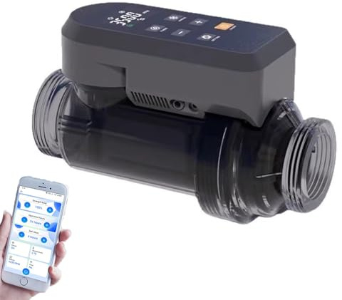 Générateur De Chlore Au Sel De Grande Capacité pour Piscines - Électrolyseur Au Sel avec Contrôle Intelligent Par Application, Facile à Installer,withAPPcontrol-15g/h(<15K)