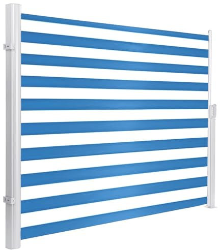 Tenda da sole laterale retrattile for la privacy esterna, recinzione impermeabile for protezione da sole e vento for patio, piscina, terrazza - divisorio pieghevole for ambienti(Blue and white,200x300