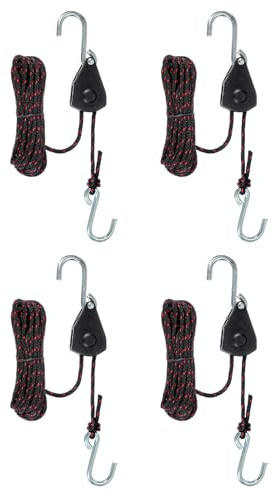 PATIKIL 4 Pcs Kayak Rope Tie Down Straps, 1/8 x 16ft Heavy Kayak Rope Straps Canoe Bow and Stern Tie Downs Strap Adjustable Hanger Ratchet Transport Accessories