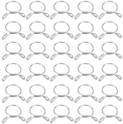 PATIKIL Wire Spring Hose Clamps, 32 Pcs for 13.2-14.3mm OD 0.47(12mm) ID 304 Stainless Steel Spring Clip Pipe for Fuel Line Silicone Vacuum Air Hose Tube Water Pipe, Silver