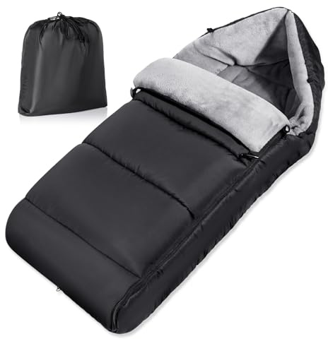 Saco Silla Paseo Universal Invierno, Impermeable Saco Universal Silla Paseo con Cremallera Ajustable, Saco Carro Bebe Invierno, Desmontable y Duradero, Tela Catiónica Caliente, Negro Elegante