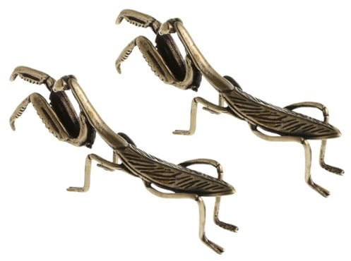 Cabilock Tischmantis Statue 2 Stück Messing mit Stabiler Basis für Deko | Kupfer Deko, Filigrane Gottesanbeterinnen Handwerkskunst, Miniatur für Innenräume