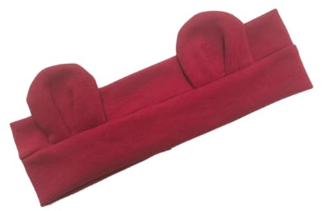 Whakano 2 fasce per capelli per neonati, in cotone, per neonati, con orecchie da orso, in morbido cotone, per neonati, per bambini, colore rosso