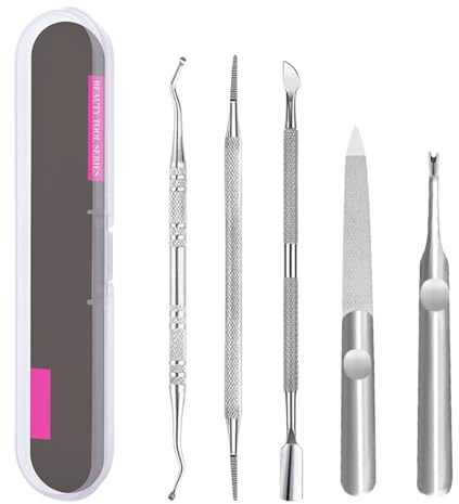 YAPKOLV Rimuovi Cuticole con Forchetta, Set da 6 Pezzi per la Rimozione delle Cuticole, Strumento per Manicure in Acciaio Inossidabile, Argento