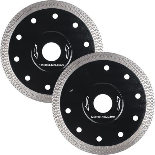 Fairblo 125mm Diamond Cutting Discs 2Pcs Tile Cutting Disc for Angle Grinder Porcelain Cutting Disc Super Thin Grinder Diamond Saw Blades 4.9 Wheel Disc Clean Cut on Granite Marble Concrete Bricks