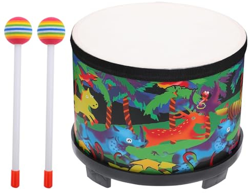 baabeash Schlagzeug für Kinder – 8 Zoll Trommel-Set für Kinder | Sensorisches und pädagogisches Klangspielzeug aus Holz mit 2 Stäbchen als Musikinstrument für die Kindheit | Für Mädchen