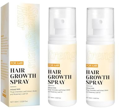 Spray para el crecimiento del cabello con aceite de romero, spray para pérdida total más fuerte, aceite nutritivo para el cuero cabelludo, suero espesante natural para cabello seco dañado (2pcs)