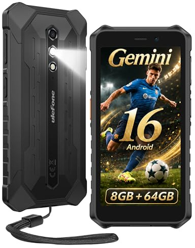 Ulefone RugKing 2 Pro Rugged Smartphone Android 16, 64GB Mobile Phones, Dock Charging, 5.45 inch Tough Screen, IP68 Waterproof Outdoor SIM Free Phone Unlocked, 4G 3-Card Slot, NFC, Black