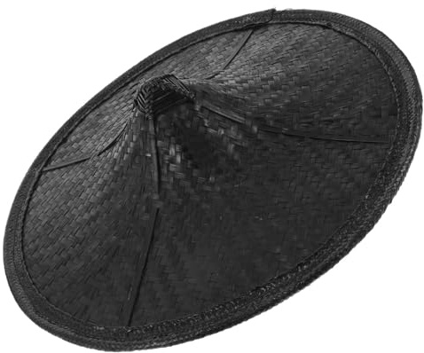 ABOOFAN Sombrero Cónico de Bambú Negro, Ligero y Versátil, Diseño Tejido a Mano Adecuado para Festivales y Fotografía al Aire Libre
