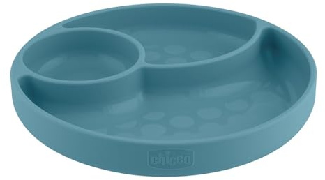 Chicco Piatto Divisorio in Silicone con Ventosa 12m+, Piatto per Bambini Antiscivolo con 3 Scomparti, 100% Silicone Alimentare Infrangibile Senza BPA, Lavabile in Lavastoviglie e Microonde