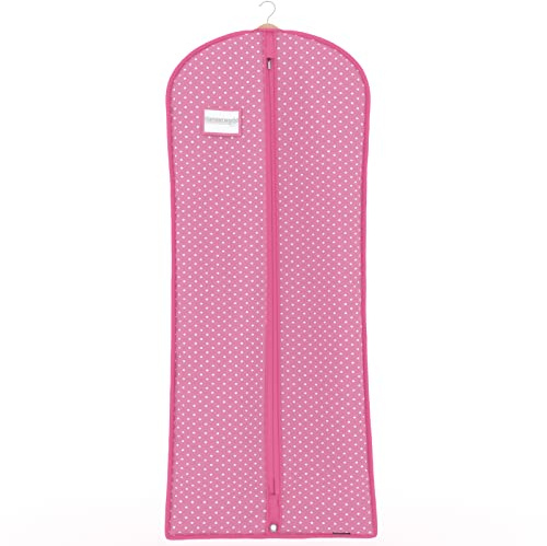 Hangerworld Atmungsaktive Kleiderschutzhülle 152cm Rosa-Weiß-Gepunktet Kleiderhülle