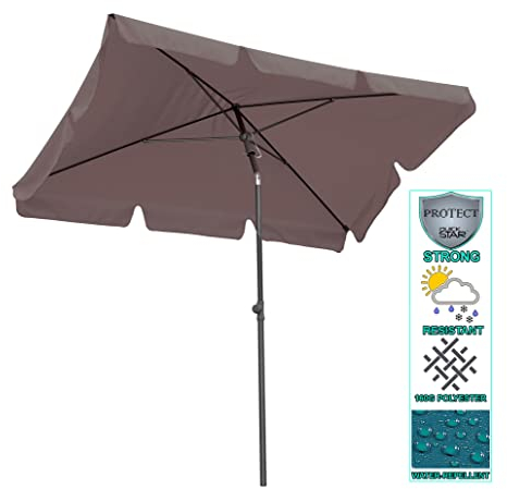 QUICK STAR Balkon Sonnenschirm 200x125cm Balkonschirm Rechteckig Knickbar Taupe Gartenschirm UV 50