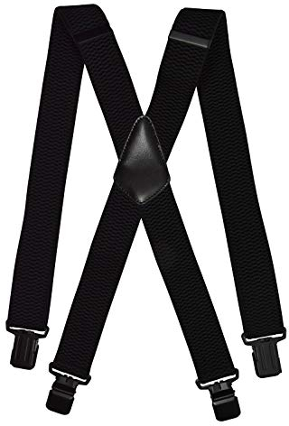 Olata Hosenträger Herren - Extra breite Träger und schwarze Metall-Clips, Hosenträger X-Form mit überkreuzten Trägern – 4 cm. Schwarz