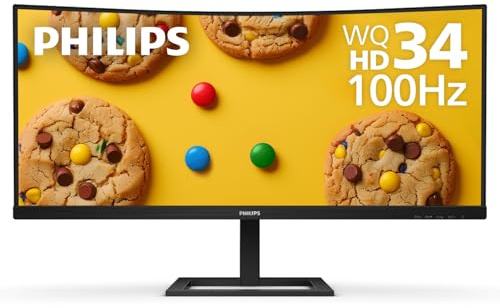 Philips 346E2CUAE 34'' Curved Frameless UltraWide QHD 3440x1440,100Hz 1ms MPRT, sRGB 121%, USB-C Charging, MultiView PIP/PBP, Height Adjustable, 4Yr Advance Replacement
