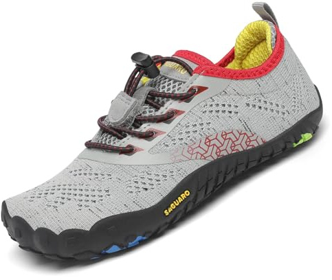 SAGUARO Calzado Descalzos Niños Zapatillas de Trail Niñas Transpirables Minimalistas Zapatos de Deporte Antideslizantes Fitness Correr en Asfalto Barefoot Zapatillas Senderismo Exterior Gris 36 EU