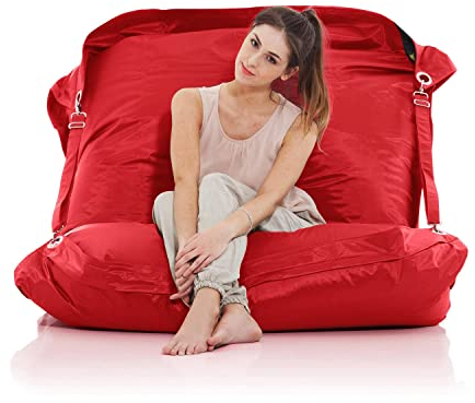 SMOOTHY Original Supreme Indoor & Outdoor Sitzsack XXL 450L Riesensitzsack Sitzkissen Sessel für Kinder & Erwachsene (Zinnober-Rot)