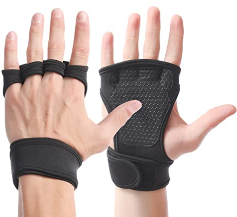 Mezeic Belüftete Fitness Handschuhe Trainingshandschuhe für Herren und Damen - rutschfeste Silikonpolsterung Sport Handschuhe mit Integriertem Handgelenkstütze für Gewichtheben, Crossfit, Bodybuilding