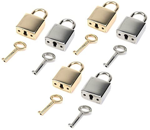Pufguy Cerradura cuadrada pequeña de aleación de zinc con llave, mini candado para joyero, caja de almacenamiento, diario, equipaje, bolso, regalo, 6 piezas