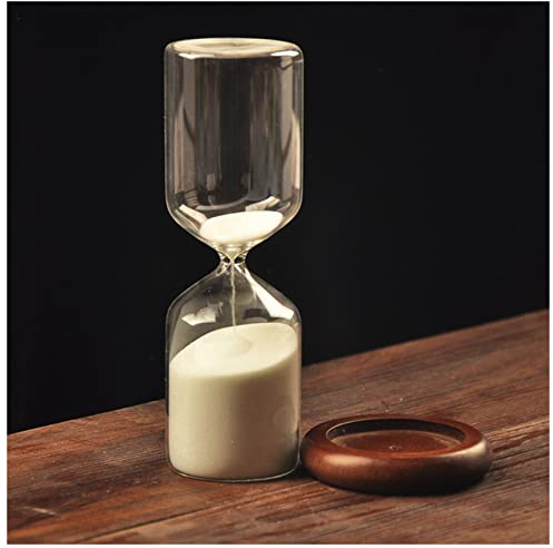 SCALZE Sablier Sablier de Blanc Exquis Simple et à la Mode 30 Minutes de siège en Bois Verre Sablier Timer Décoration de la Maison Ornements Sablier Magnétique