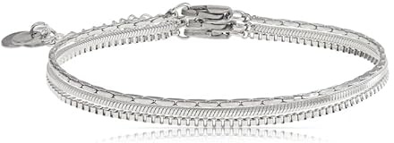 Made by Nami Pulsera de eslabones cubanos de acero inoxidable para mujer - Pulsera minimalista de cadena cubana - Pulsera de cadena de plata para mujer