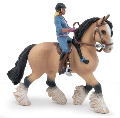 PAPO - Statuetta Tinker e la Sua Giovane Cavallerizza Realistica - 3 Anni + - Collezione Mondo Equestre - Gioco Creativo Equitazione - Idea Regalo Giocattolo Bambina Bambino